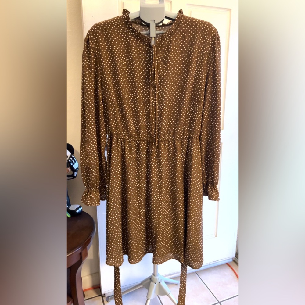 SHEIN- Brown Polka Dot Women's Dress